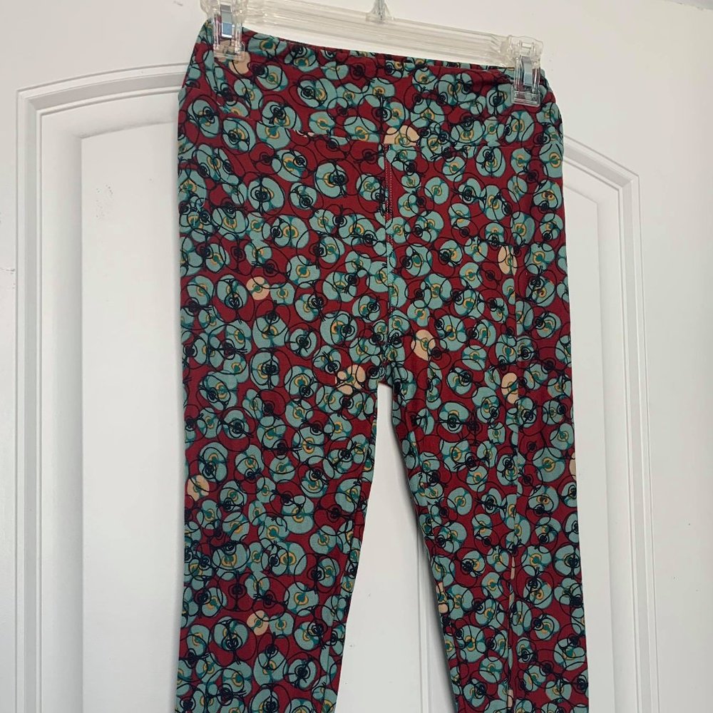 Lularoe Leggings Red and Blue Floral